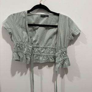 Tie crop top sage green